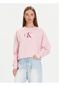 Calvin Klein Jeans Bluza Monologo LV047B234G Różowy Relaxed Fit. Kolor: różowy. Materiał: bawełna #1