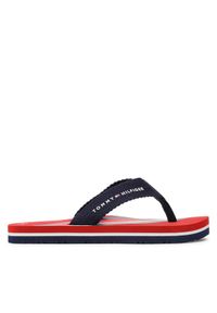 TOMMY HILFIGER - Tommy Hilfiger Japonki Stripes Flip Flop T3B8-32920-0058 M Granatowy. Kolor: niebieski. Materiał: materiał