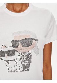 Karl Lagerfeld - KARL LAGERFELD T-Shirt Ikonik 2.0 230W1772 Biały Regular Fit. Typ kołnierza: dekolt w karo. Kolor: biały. Materiał: bawełna #3