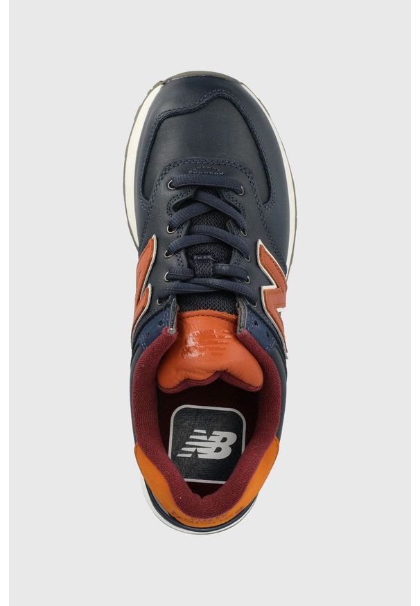 New Balance sneakersy skórzane ML574OMC kolor granatowy. Nosek buta: okrągły. Zapięcie: sznurówki. Kolor: niebieski. Materiał: skóra. Model: New Balance 574