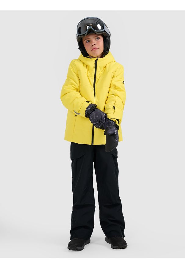 4f - 4F Kurtka narciarska membrana 5000 chłopięca - żółta 164 (13-14 lat). Kolor: żółty. Materiał: poliester, materiał. Wzór: gładki. Sezon: lato. Styl: sportowy