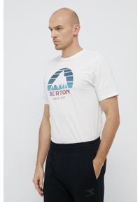 Burton T-shirt bawełniany kolor biały z nadrukiem. Okazja: na co dzień. Kolor: biały. Materiał: bawełna. Wzór: nadruk. Styl: casual