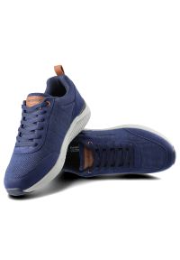 Kangaross - Niebieskie Męskie Sneakersy Kangaroos Lekkie Buty. Kolor: niebieski. Materiał: materiał. Szerokość cholewki: normalna #6