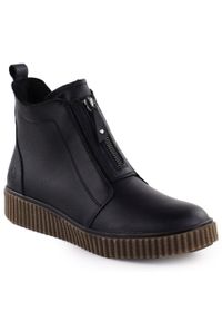 Skórzane botki damskie na platformie czarne Rieker Y4354-00. Kolor: czarny. Materiał: skóra. Obcas: na platformie #1