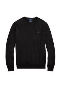 Polo Ralph Lauren Sweter Ls Sf Vn Pp 710670789003 Czarny Regular Fit. Typ kołnierza: polo. Kolor: czarny. Materiał: bawełna #4
