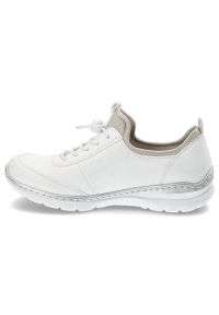 Białe Półbuty Rieker Wygodne Obuwie Damskie. Okazja: na co dzień. Kolor: biały. Materiał: materiał. Styl: casual #4