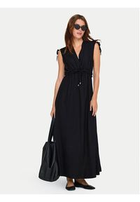 only - ONLY Sukienka letnia Goa 15363694 Czarny Regular Fit. Kolor: czarny. Materiał: len, wiskoza. Sezon: lato #5