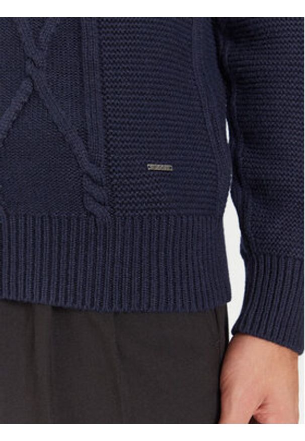 JOOP! Golf 17 JK-17Liono 30047360 Granatowy Modern Fit. Typ kołnierza: golf. Kolor: niebieski. Materiał: wiskoza, syntetyk, wełna