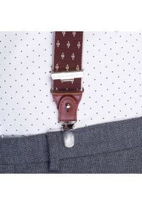 Wittchen - Męskie szelki do spodni ze skórzanymi elementami. Kolor: wielokolorowy, beżowy, czerwony. Materiał: materiał, syntetyk. Wzór: paski, kolorowy #4