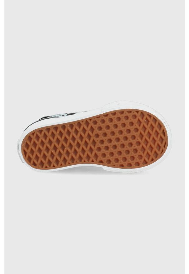 Vans tenisówki dziecięce kolor czarny. Nosek buta: okrągły. Zapięcie: rzepy. Kolor: czarny. Materiał: guma