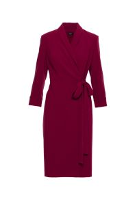 Stylove - Elegancka sukienka ołówkowa kopertowa z wiązaniem bordowa. Kolor: czerwony, beżowy, brązowy. Typ sukienki: ołówkowe, kopertowe. Styl: elegancki #2