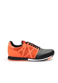 Armani Exchange Sneakersy | XUX017 XV158 | Mężczyzna | Czarny, Pomarańczowy. Nosek buta: okrągły. Kolor: czarny, pomarańczowy, wielokolorowy. Materiał: tkanina, skóra ekologiczna. Wzór: aplikacja, nadruk