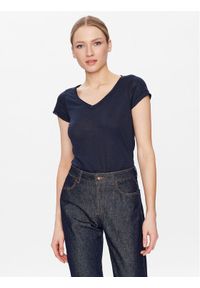 Sisley T-Shirt 3TNHL4007 Granatowy Regular Fit. Kolor: niebieski. Materiał: bawełna