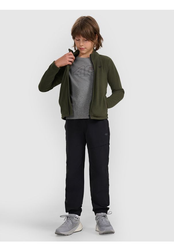 4f - 4F Polar regular ze stójką chłopięcy - oliwkowy/khaki 122 (6-7 lat). Typ kołnierza: kołnierzyk stójkowy. Kolor: oliwkowy, brązowy, wielokolorowy. Materiał: polar. Sezon: lato. Sport: turystyka piesza, wspinaczka, snowboard, narciarstwo