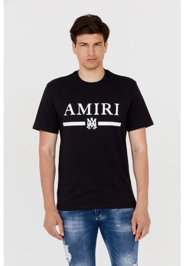 Amiri - AMIRI T-shirt męski czarny z podkreślonym logo, Rozmiar XL. Kolor: czarny