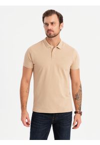Ombre Clothing - Komplet męskich bawełnianych t-shirtów polo BASIC – czarny/biały/beżowy V7 OM-POBS-0133 - XXL. Typ kołnierza: polo. Kolor: biały. Materiał: bawełna. Wzór: haft. Styl: sportowy, klasyczny #7