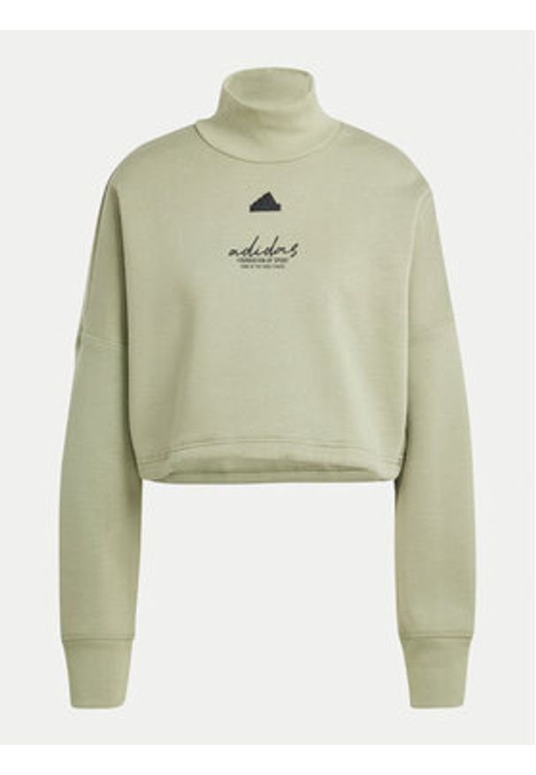 Adidas - adidas Bluza Signature Graphic JE3899 Zielony Loose Fit. Kolor: zielony. Materiał: bawełna, syntetyk