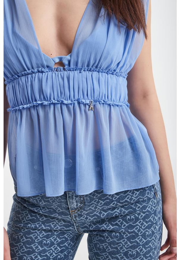 Patrizia Pepe - Top damski szyfonowy PATRIZIA PEPE. Materiał: szyfon