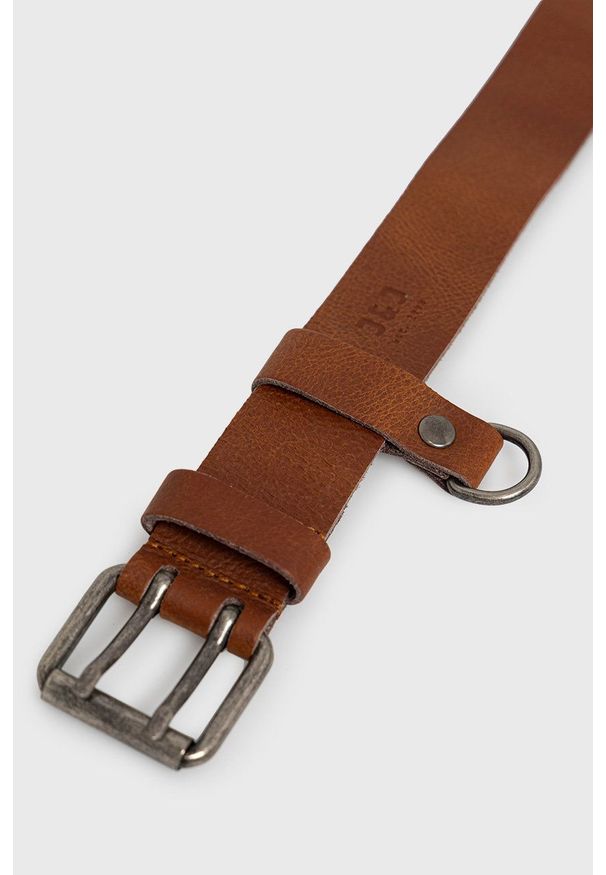 Jack & Jones Pasek skórzany męski kolor brązowy. Kolor: brązowy. Materiał: skóra