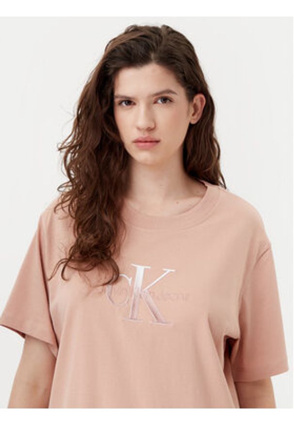 Calvin Klein Jeans T-Shirt Monologo J20J224798 Beżowy Relaxed Fit. Kolor: beżowy. Materiał: bawełna