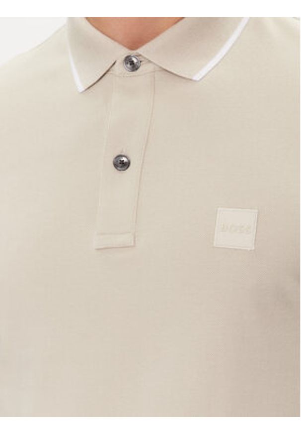 BOSS - Boss Polo Passertip 50507699 Beżowy Slim Fit. Typ kołnierza: polo. Kolor: beżowy. Materiał: bawełna