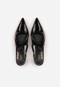 Renee - Czarne Eleganckie Szpilki Slingback VICES z Ozdobną Aplikacją przy Pasku Natera. Zapięcie: pasek. Kolor: czarny. Wzór: aplikacja. Obcas: na szpilce. Styl: elegancki. Wysokość obcasa: średni #7