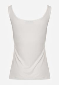 Born2be - Biały Gładki Top na Szerokich Ramiączkach w Stylu Basic Starbe. Okazja: do pracy, na co dzień. Kolekcja: plus size. Kolor: biały. Materiał: jeans. Długość rękawa: na ramiączkach. Wzór: gładki. Sezon: lato. Styl: elegancki, klasyczny, casual #3