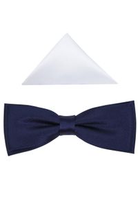 Modini - Granatowa gładka mucha męska SLIM B1. Kolor: niebieski. Materiał: poliester, tkanina. Wzór: gładki. Styl: elegancki #1