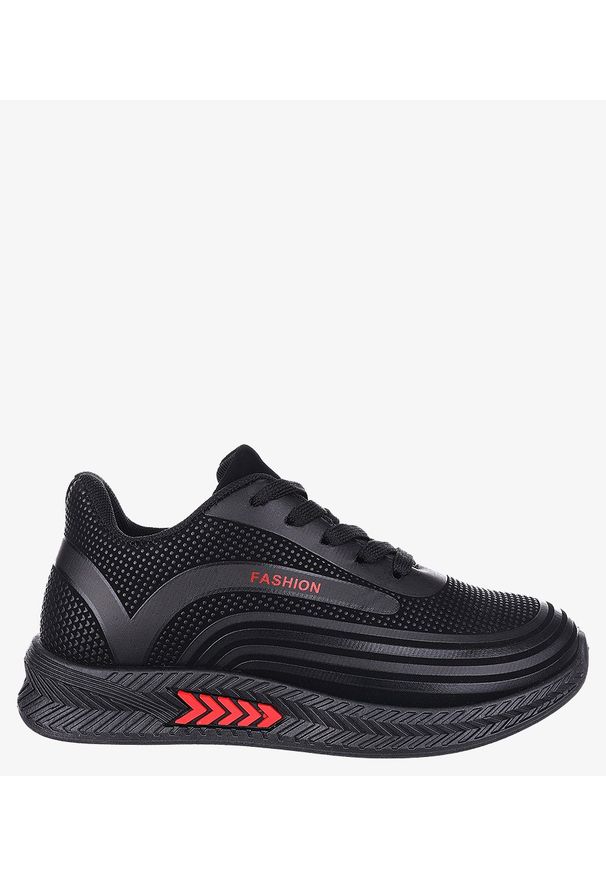 Casu - Czarne buty sportowe sznurowane casu 20y04/r. Kolor: czarny, wielokolorowy, czerwony