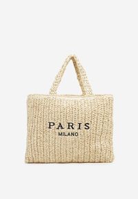 Renee - Beżowa Torebka Typu Shopper Ozdobiona Plecionką Zenauri. Kolor: beżowy. Wzór: aplikacja. Styl: elegancki, casual