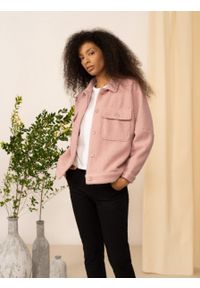 outhorn - Kurtka koszulowa damska - różowa. Kolekcja: plus size. Kolor: różowy. Materiał: materiał, tkanina, poliester