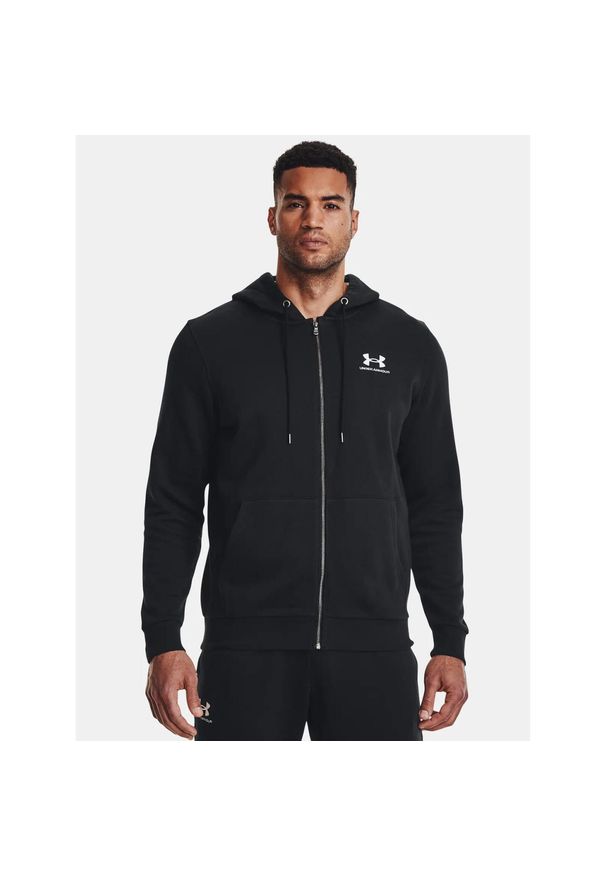 Bluza fitness męska Under Armour Essential Fleece Full Zip Hood. Typ kołnierza: kaptur. Kolor: czarny. Materiał: bawełna. Sport: fitness
