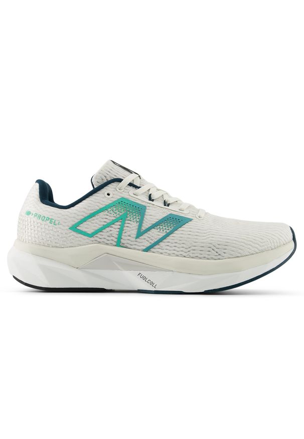 Buty męskie New Balance FuelCell Propel v5 MFCPR1K4 – beżowe. Okazja: na co dzień. Kolor: beżowy. Materiał: materiał, syntetyk, guma. Szerokość cholewki: normalna. Sport: fitness, bieganie