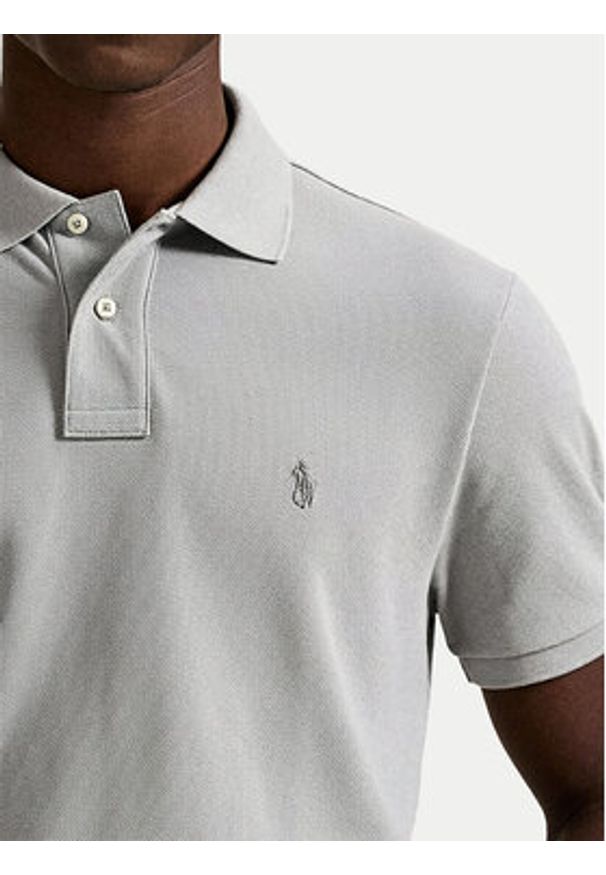 Polo Ralph Lauren Polo 710680784466 Szary jasny Custom Slim Fit. Typ kołnierza: polo. Kolor: szary. Materiał: bawełna