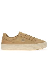 TOMMY HILFIGER - Buty Tommy Hilfiger Vulc Sneaker Linnen FW0FW07673-RBL - brązowe. Okazja: na co dzień. Kolor: brązowy. Materiał: bawełna, tkanina, poliester. Szerokość cholewki: normalna