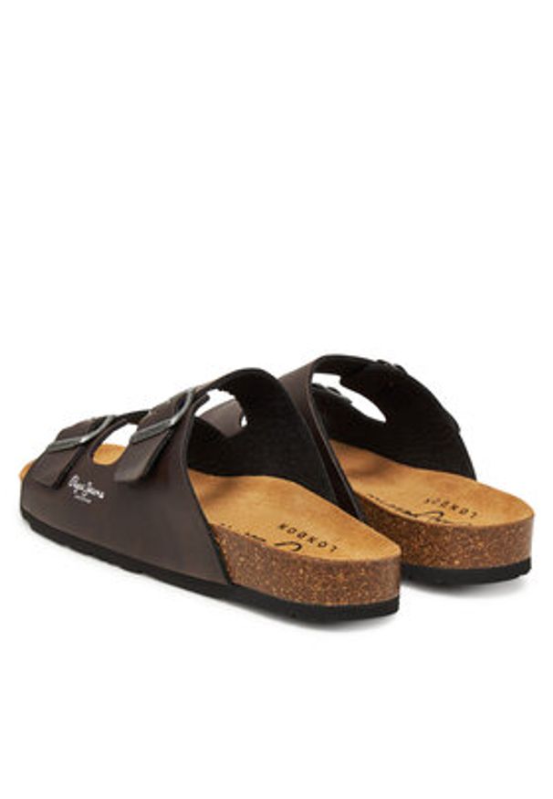 Pepe Jeans Klapki PMS90108 Brązowy. Kolor: brązowy. Materiał: skóra