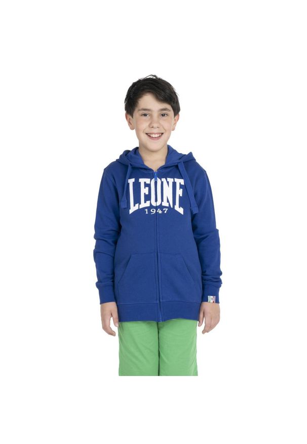 LEONE 1947 APPAREL - Podstawowa dziecięca bluza z kapturem zapinana na zamek. Typ kołnierza: kaptur. Kolor: niebieski. Sport: joga i pilates