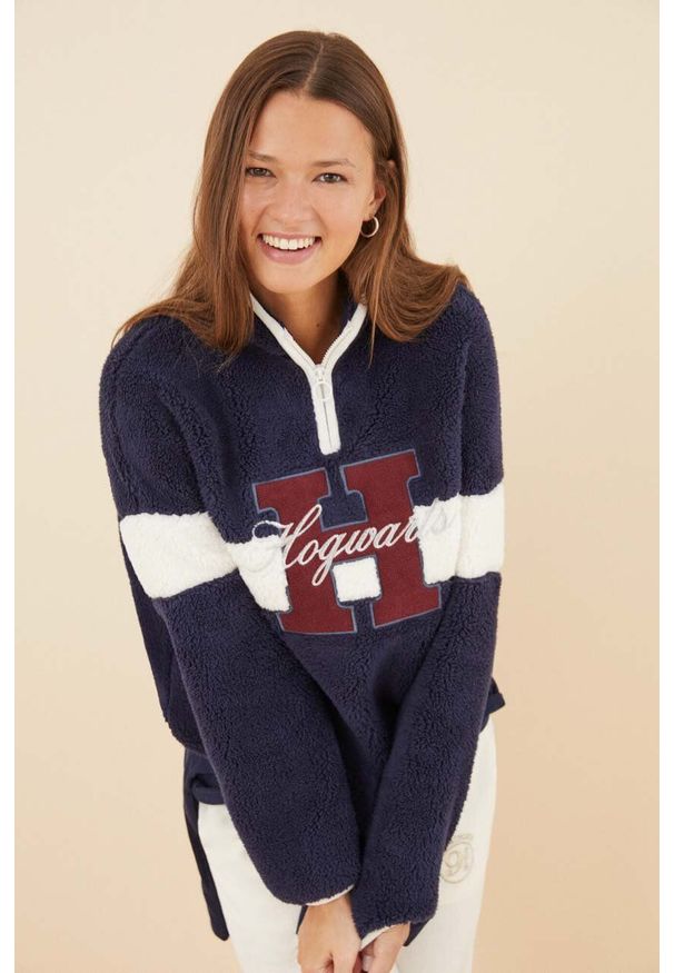 Women Secret - women'secret bluza piżamowa Mix & Match HARRY POTTER COLLEGE damski kolor granatowy 3276579. Kolor: niebieski. Długość: krótkie. Wzór: aplikacja