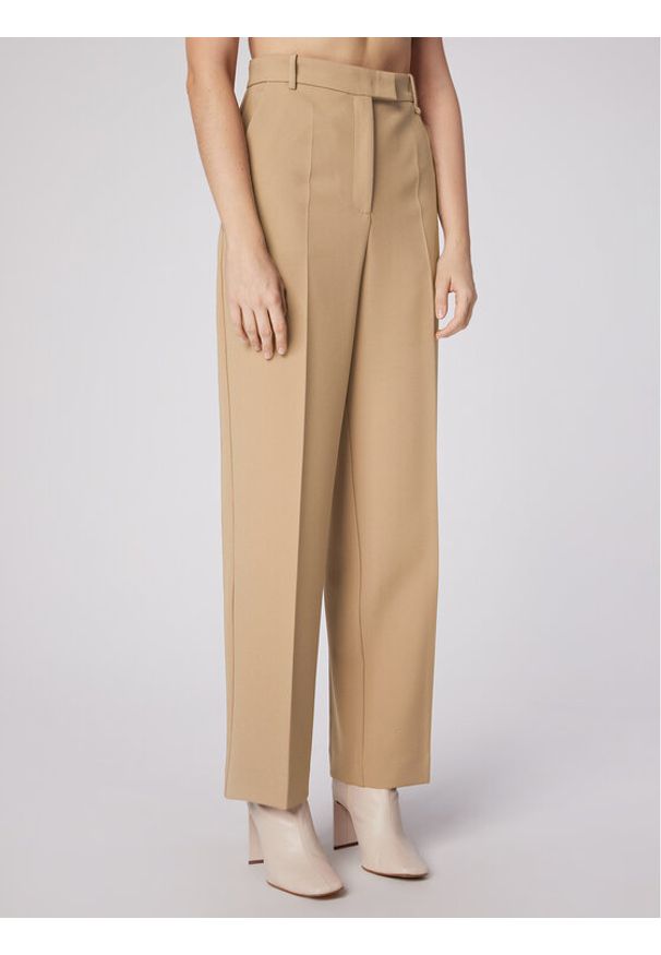 Simple Spodnie materiałowe SPD504-03 Beżowy Relaxed Fit. Kolor: beżowy. Materiał: materiał, syntetyk