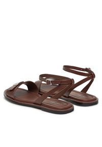 Calvin Klein Sandały Flat Sandal W/Ck Hw - Lth HW0HW02367 Brązowy. Kolor: brązowy. Materiał: skóra #2