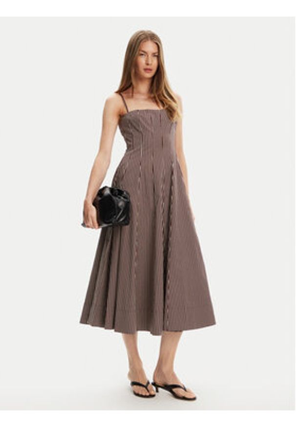 STAUD Sukienka letnia Wylie R25S2108YP Beżowy Slim Fit. Kolor: beżowy. Materiał: bawełna. Sezon: lato