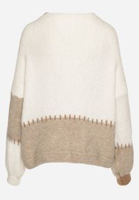 Born2be - Brązowy Kardigan z Wełną i Wiskozą w Patchworkowe Łaty Fesunesa. Okazja: na co dzień. Kolor: brązowy. Materiał: wełna, wiskoza. Styl: casual, klasyczny