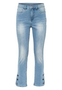 Dżinsy 7/8 ze stretchem bonprix jasnoniebieski denim "used". Kolor: niebieski #1