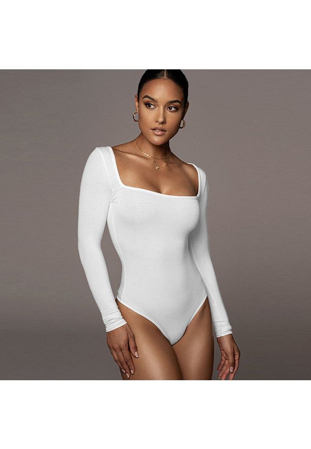 Intica - Body z kwadratowym dekoltem na wyjątkowe okazje Josipa. Kolor: biały. Materiał: materiał. Wzór: gładki