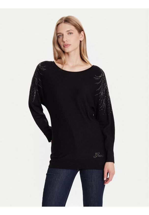 Guess Sweter W5BR38 Z2NQ2 Czarny Relaxed Fit. Kolor: czarny. Materiał: wiskoza