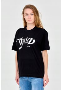Juicy Couture - JUICY COUTURE Czarny t-shirt damski Amanza. Kolor: czarny. Materiał: bawełna #6