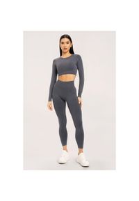 GYM GLAMOUR - Legginsy fitness damskie Gym Glamour sprane. Kolor: szary. Sport: fitness
