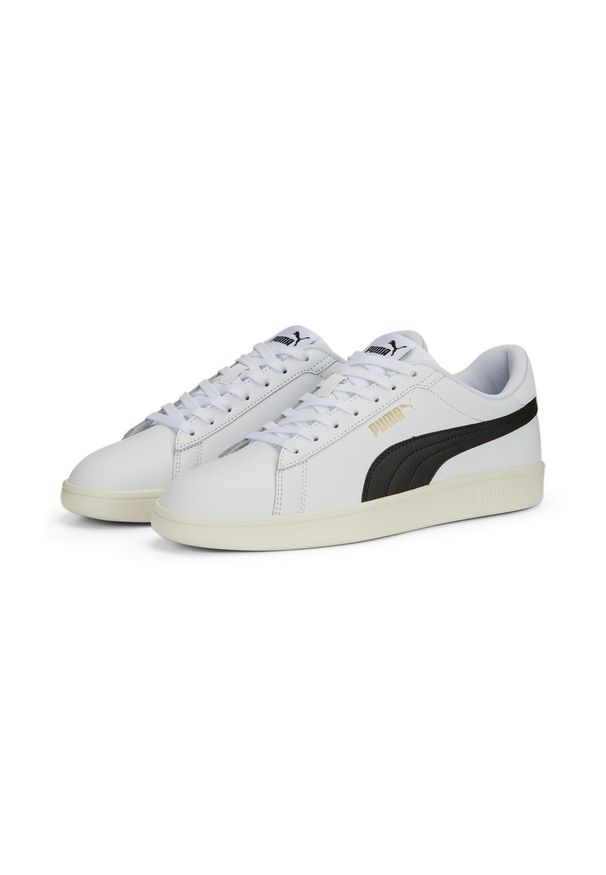 Puma - Sneakersy Smash 3.0 L PUMA White Black Gold Frosted Ivory beige. Kolor: biały, beżowy, czarny, wielokolorowy. Sport: tenis