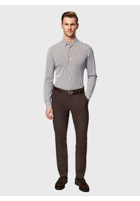 Pako Lorente - PAKO LORENTE - Brązowa koszula męska w prążek. Kolor: brązowy. Materiał: elastan, nylon. Długość rękawa: długi rękaw. Długość: długie. Wzór: prążki. Sezon: wiosna #6