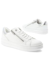 Białe Sneakersy Marco Tozzi Modne Obuwie Damskie Z Eleganckim Suwakiem. Okazja: na spacer, na co dzień. Zapięcie: zamek. Kolor: biały. Materiał: materiał. Szerokość cholewki: normalna. Sport: turystyka piesza #6
